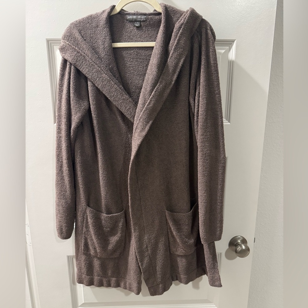 Barefoot Dreams Sweater Woman’s Size L/XL CozyChic Lite Cardigan Light Brown